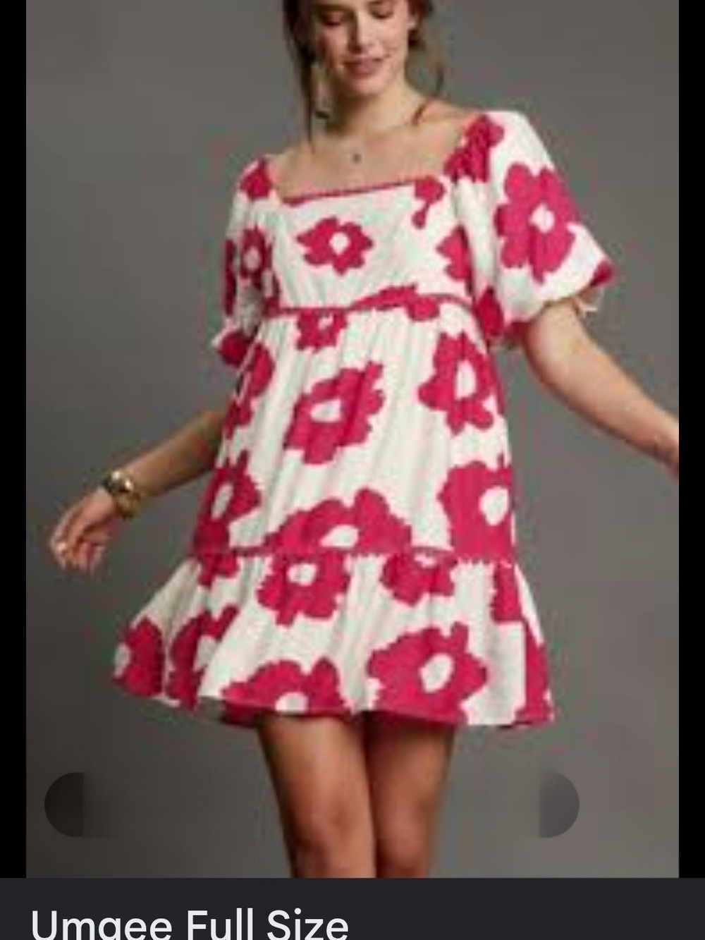 Umgee White Dress with Pink Floral Print